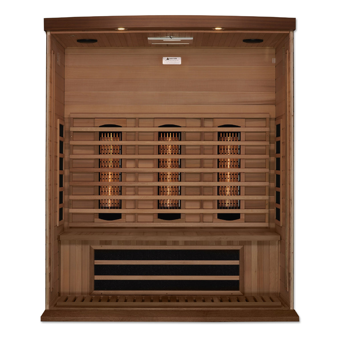 Maxxus 3-Person Full Spectrum Near Zero EMF FAR Infrared Sauna, interior with heating panels