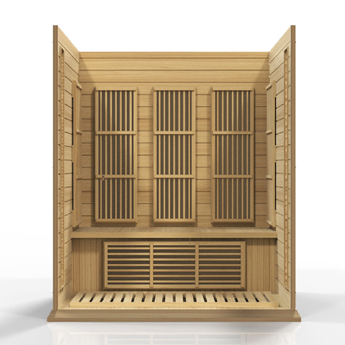 Maxxus 3-Person Low EMF FAR Infrared Sauna, interior with heating panels