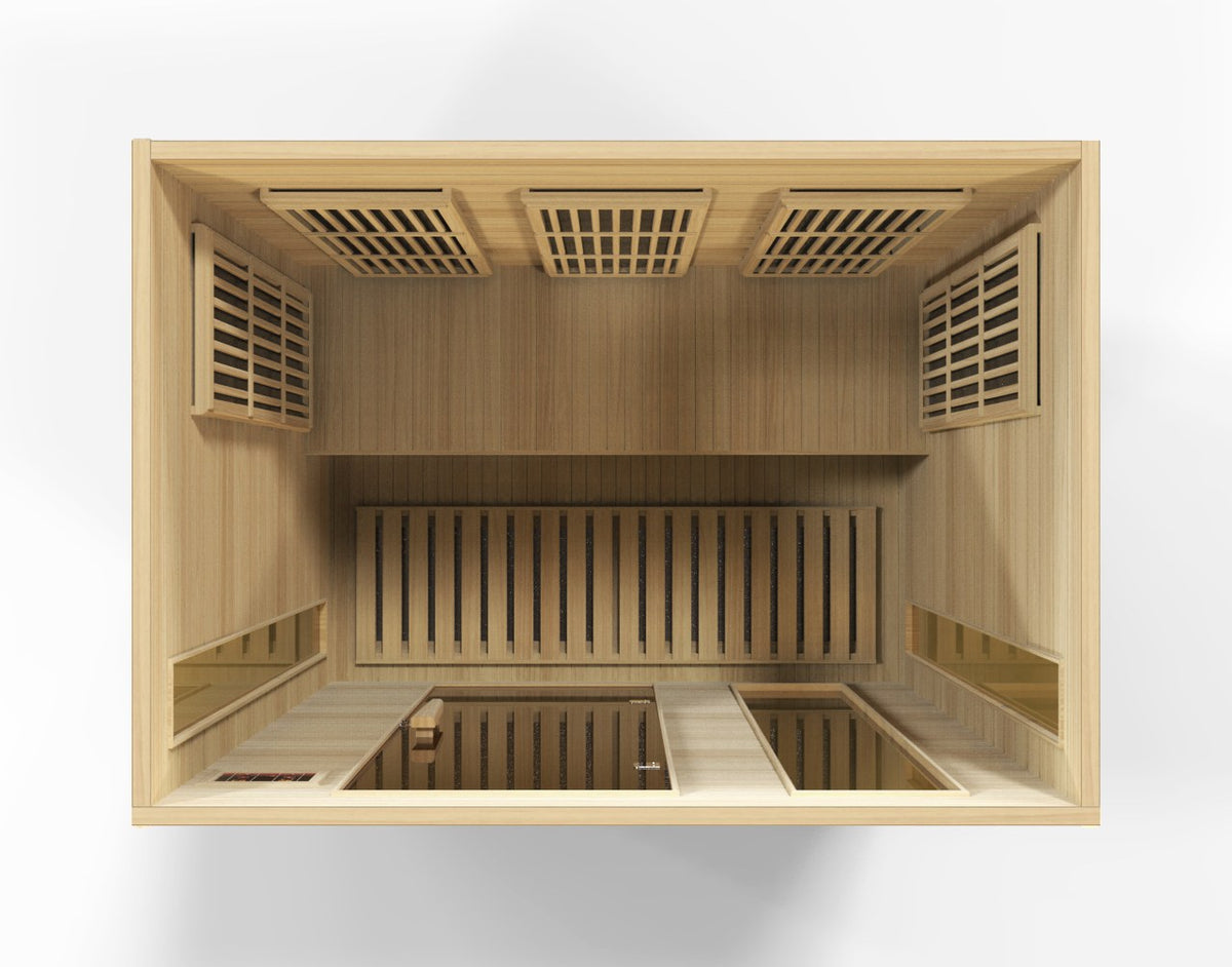 Maxxus 3-Person Low EMF FAR Infrared Sauna, top down interior view