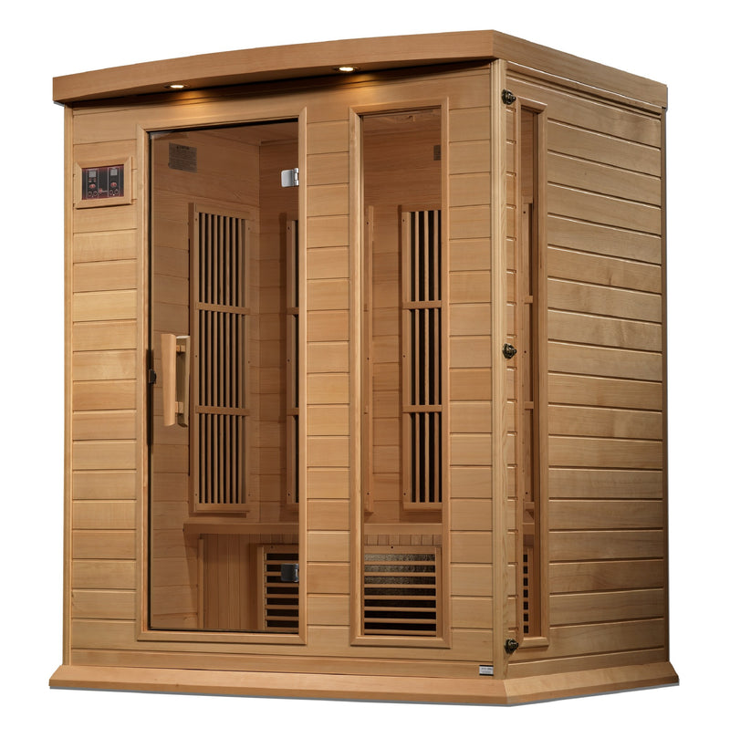 Maxxus 3-Person Near Zero EMF FAR Infrared Sauna, front angle view