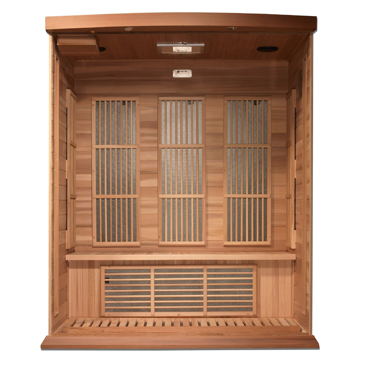 Maxxus 3-Person Near Zero EMF FAR Infrared Sauna, interior with heating panels