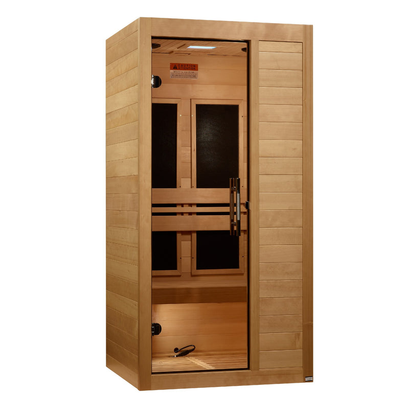 Maxxus S-Line Yoga 1-Person Ultra Low EMF FAR Infrared Sauna, front angle view