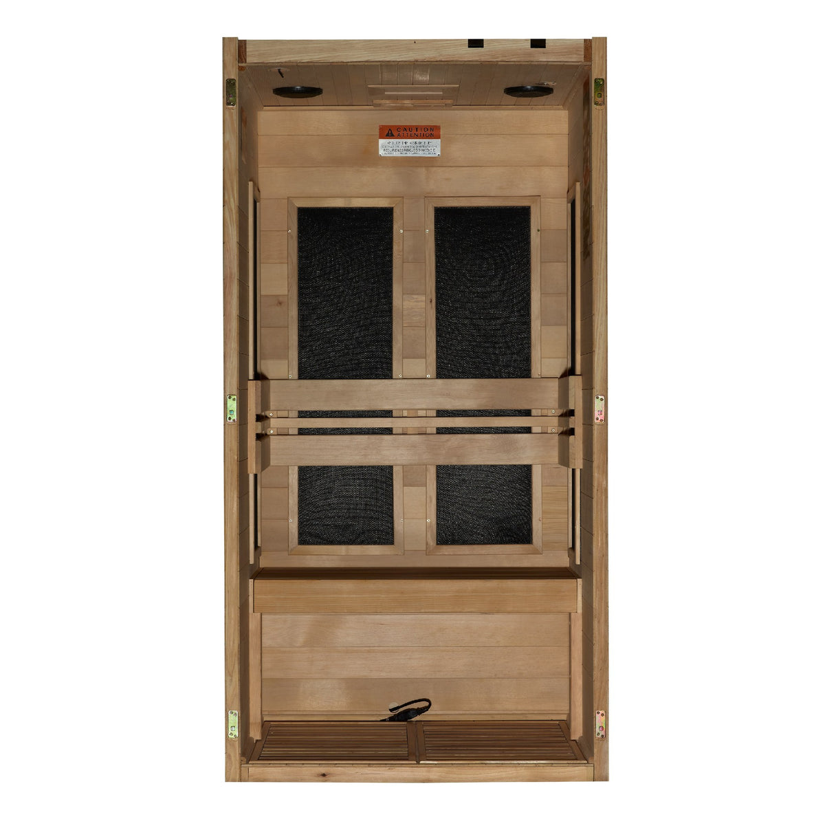 Maxxus S-Line Yoga 1-Person Ultra Low EMF FAR Infrared Sauna, interior with heating panels