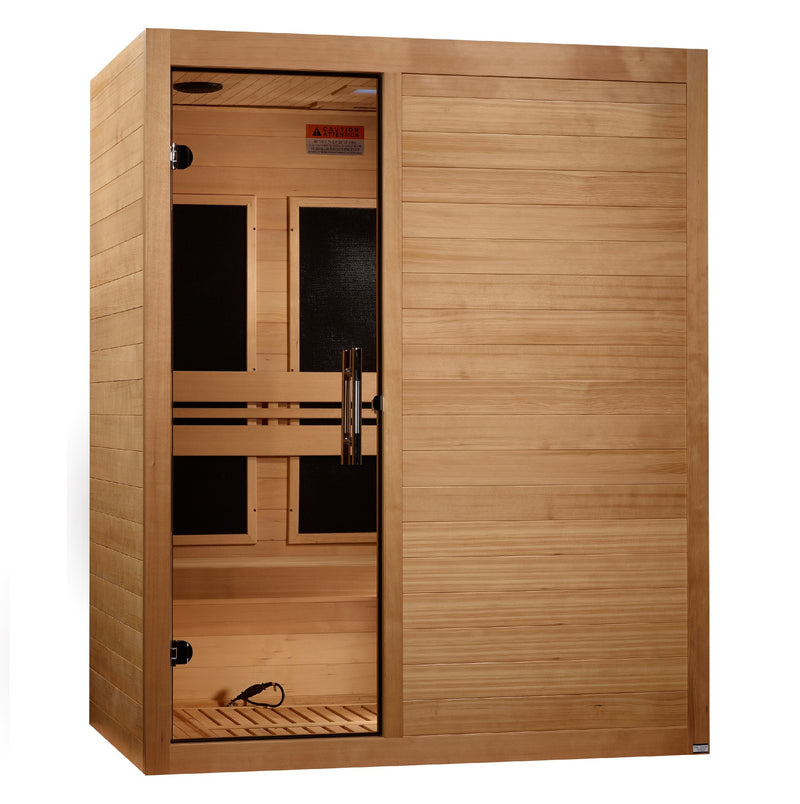 Maxxus S-Line Yoga 3-Person Low EMF FAR Infrared Sauna, front angle view