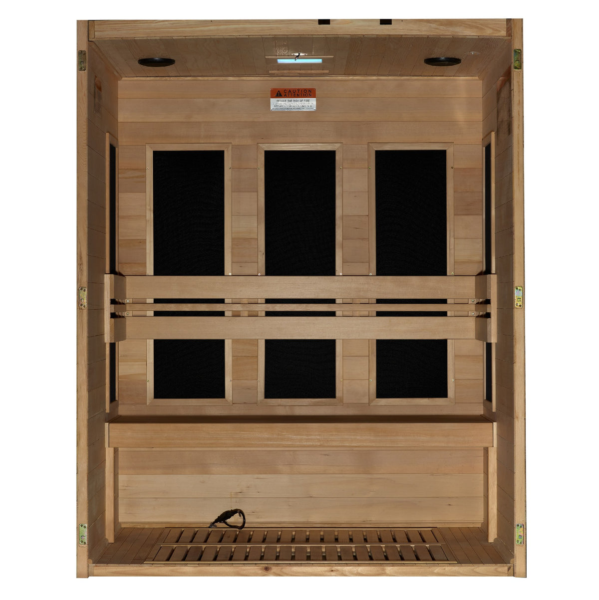 Maxxus S-Line Yoga 3-Person Ultra Low EMF FAR Infrared Sauna, interior with heating panels