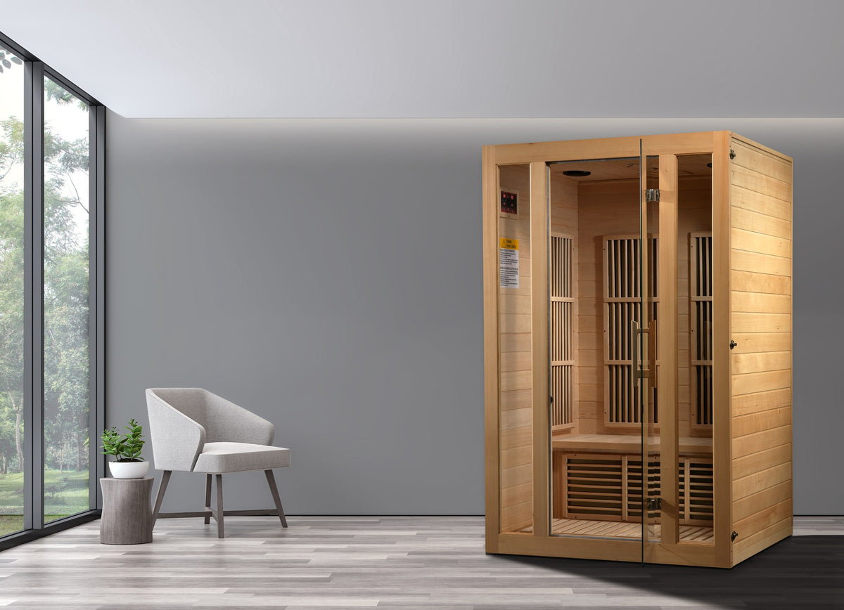 Maxxus Seattle 2-Person Near Zero EMF FAR Infrared Sauna in a home setting