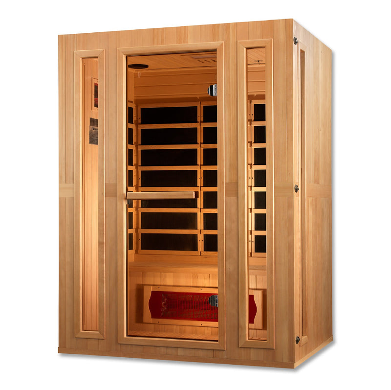 Maxxus Trinity 3-Person Low EMF FAR Infrared Sauna, front angle view