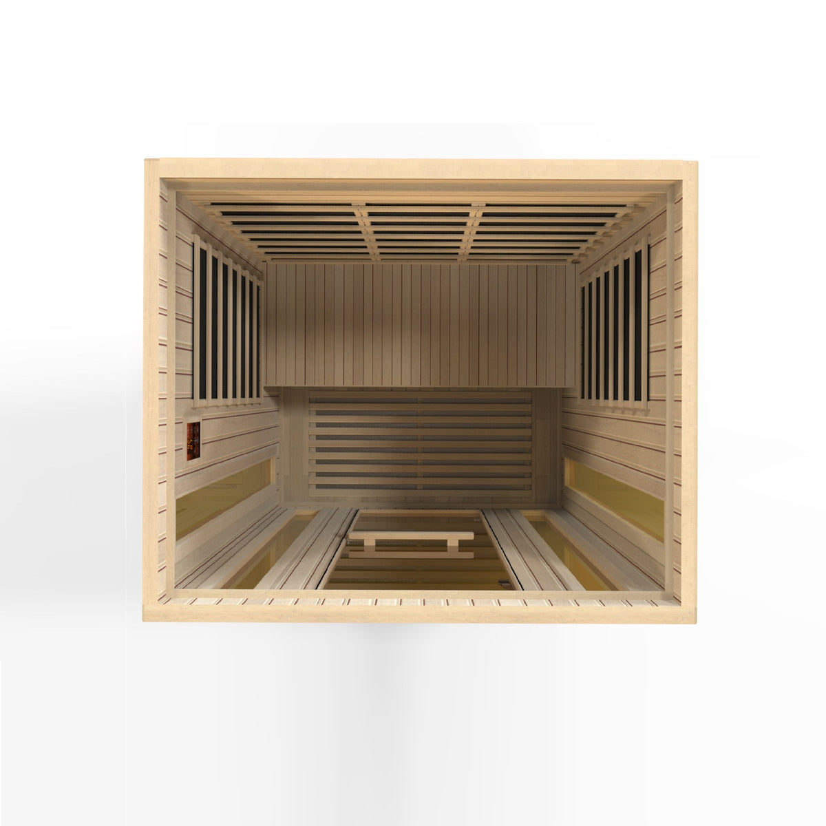 Maxxus Trinity 3-Person Low EMF FAR Infrared Sauna, top down interior view