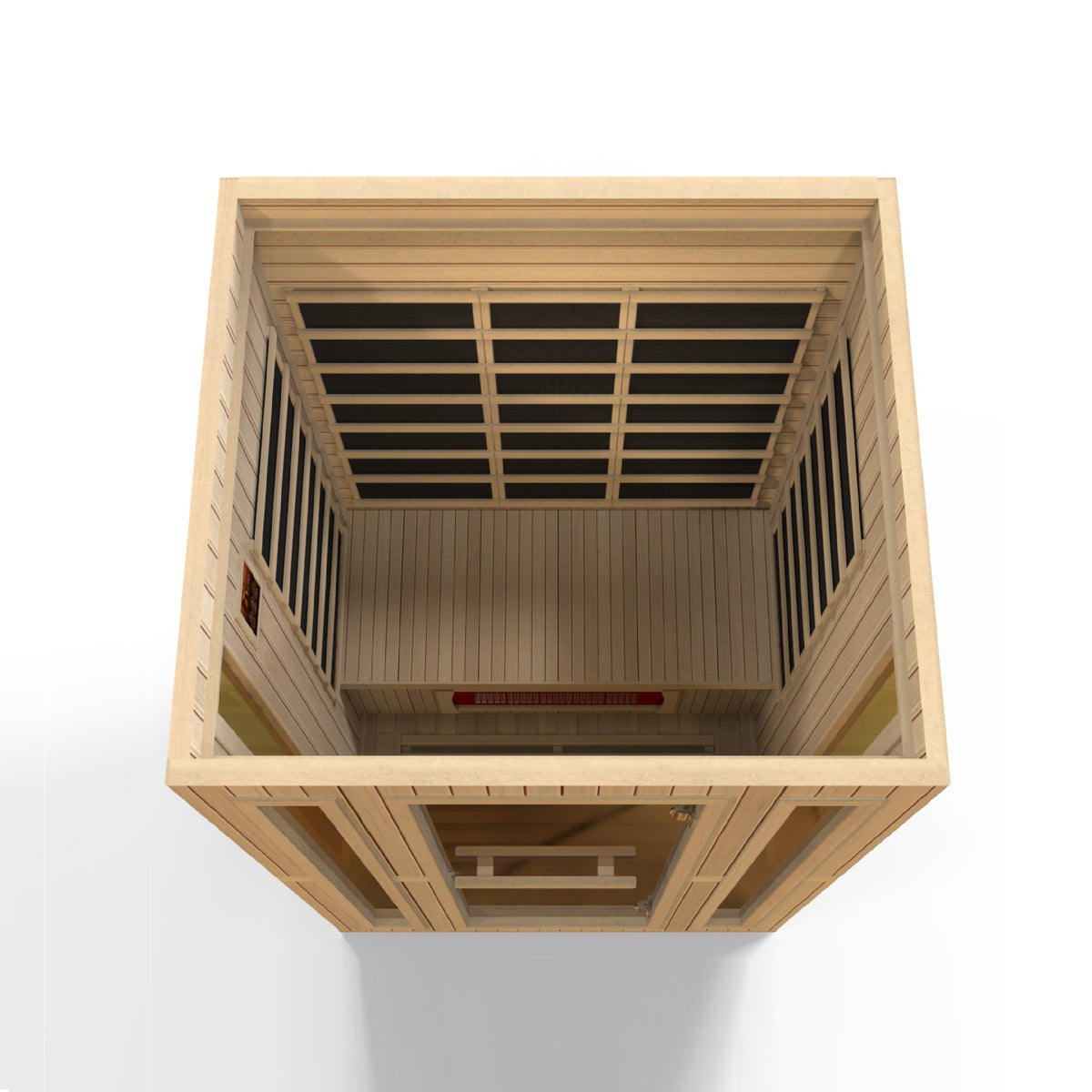 Maxxus Trinity 3-Person Low EMF FAR Infrared Sauna, interior from above