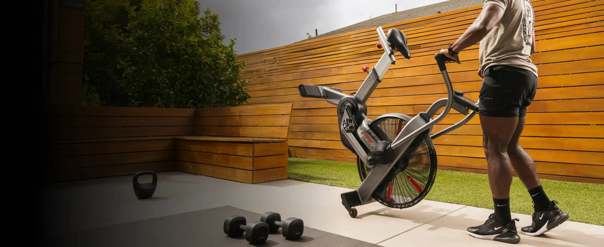 Athlete with the AssaultBike Elite outdoors