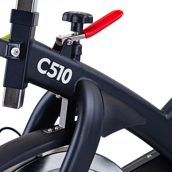 Seat post with red adjustment lever